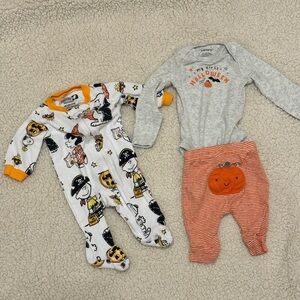 Halloween Kids One Piece Set - Gray and Orange